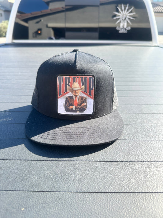 trump in a cowboy hat (red)