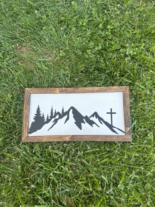cross + mountains